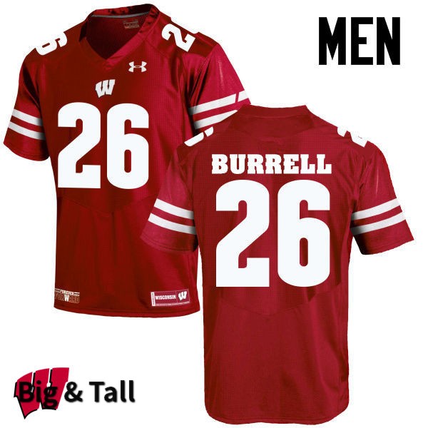 Wisconsin Badgers Men's #26 Eric Burrell NCAA Under Armour Authentic Red Big & Tall College Stitched Football Jersey FB40T61MR